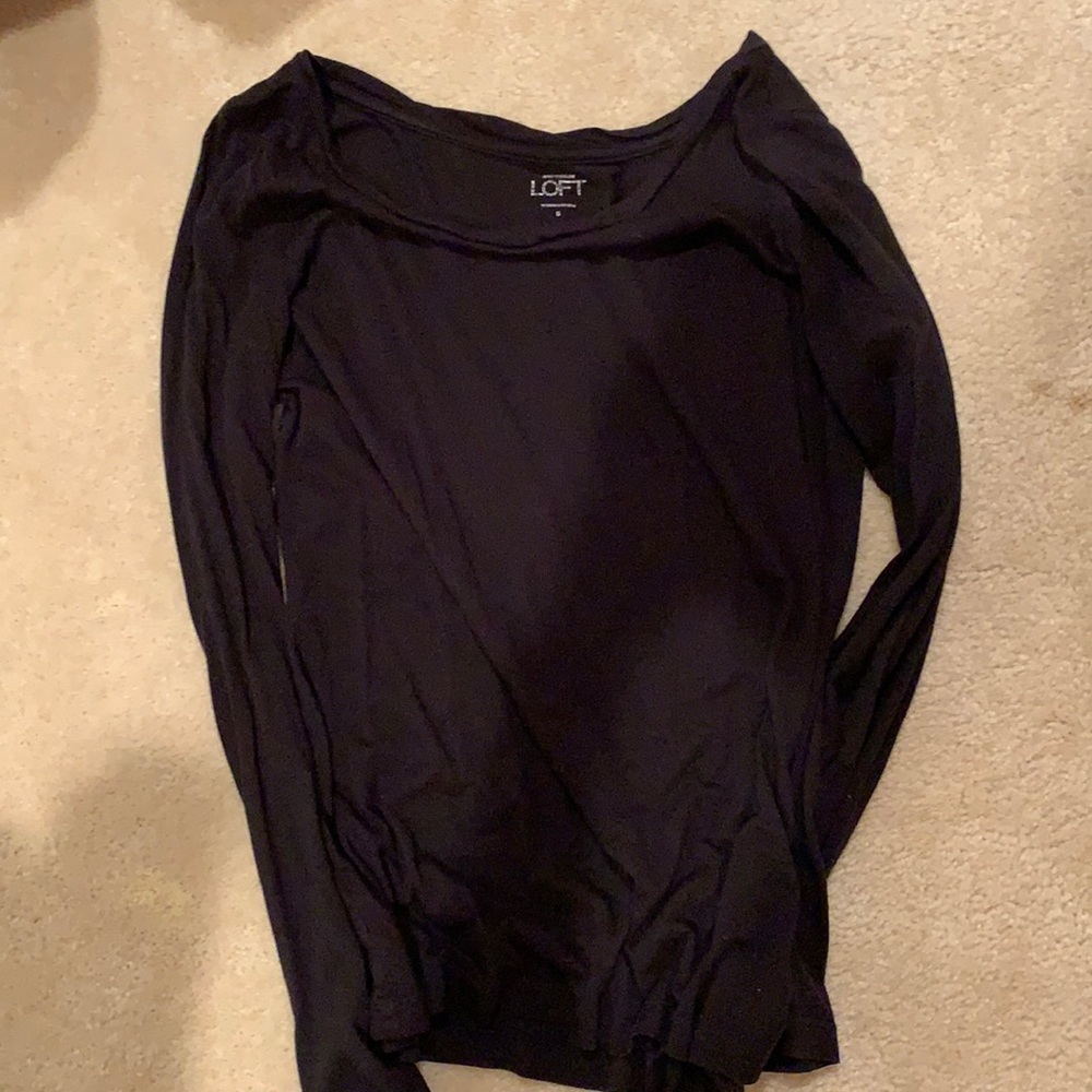 Wide neck thin black long sleeve